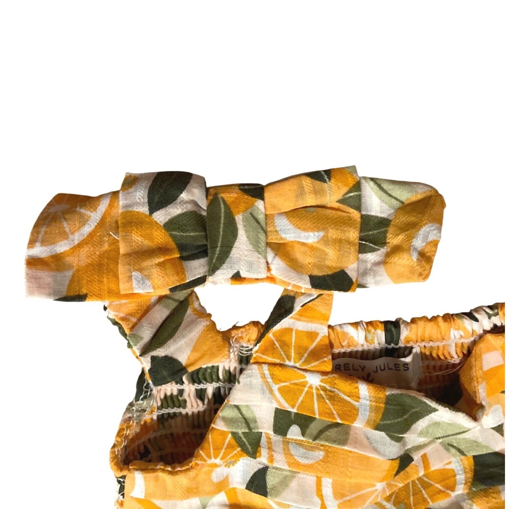 NEW SINCERELY JULES Eyelet Orange Citrus Print Smocked Tiered Dress Toddler 18M - Picture 8 of 11